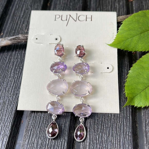 Pink & Purple Dangle Earrings - Picture 3 of 14